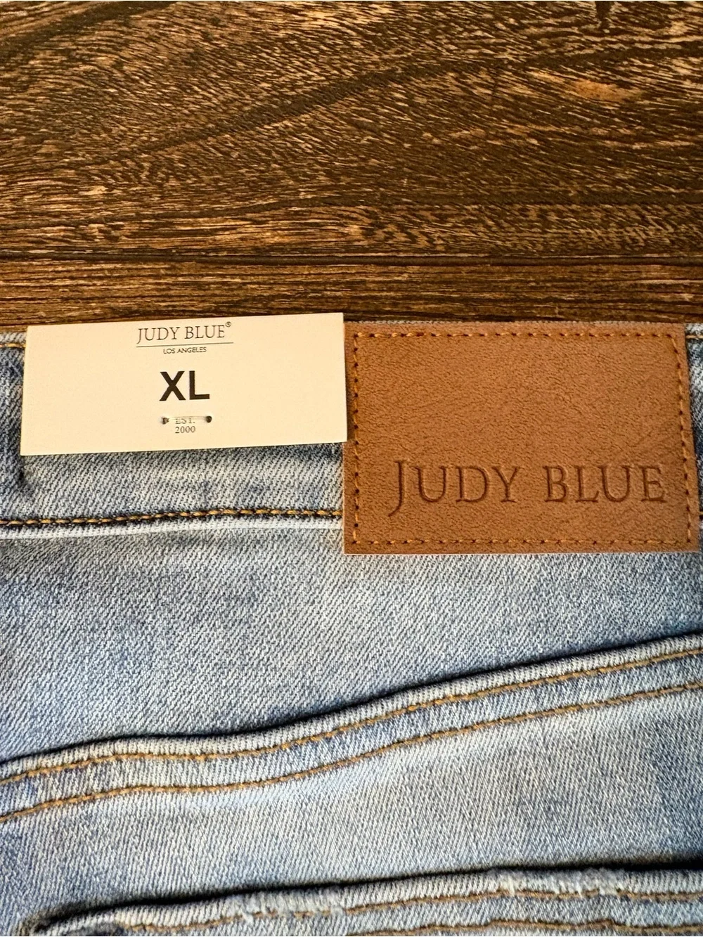 Judy Blue Denim Shorts Womens XL Blue New Mid Rise Raw Hem Cut Off